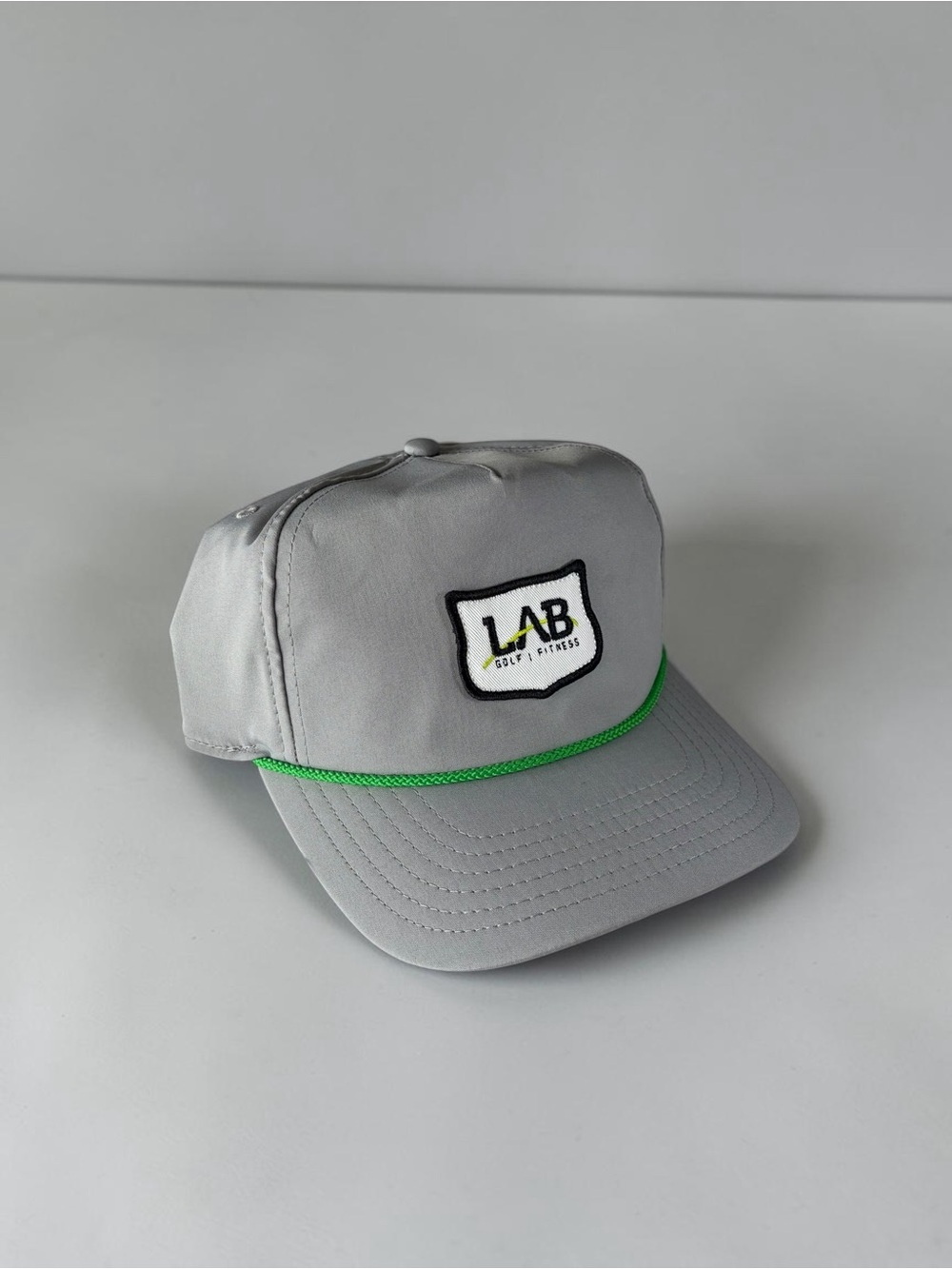 Private Label Gray Cap with Green Trim and LAB Patch